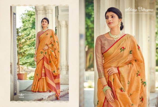 Sangam Sushmita Festive Wear Linen Embroidery Saree Collection